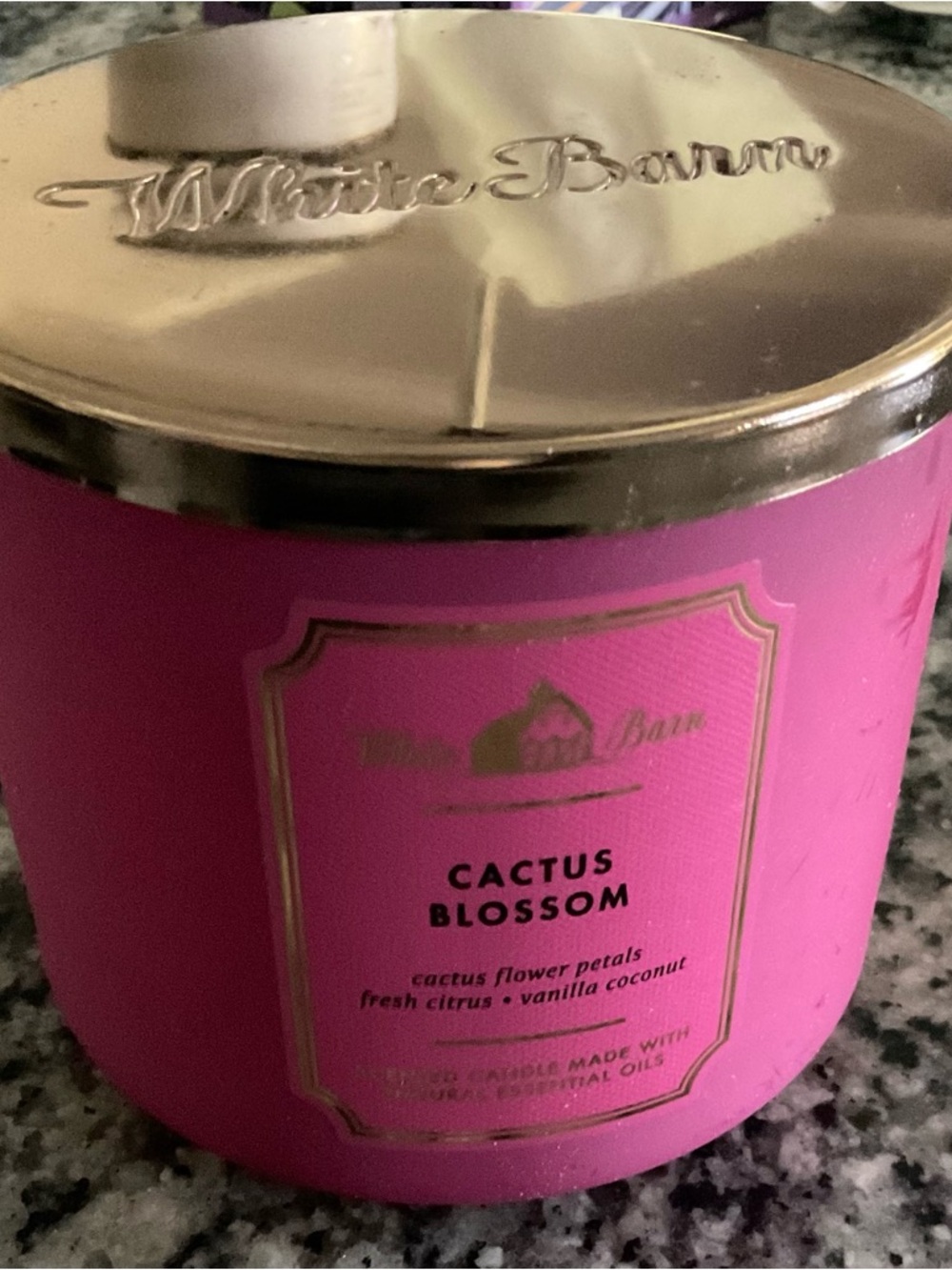 Used White Barn Pink Cactus Blossom Three-Wick Candle